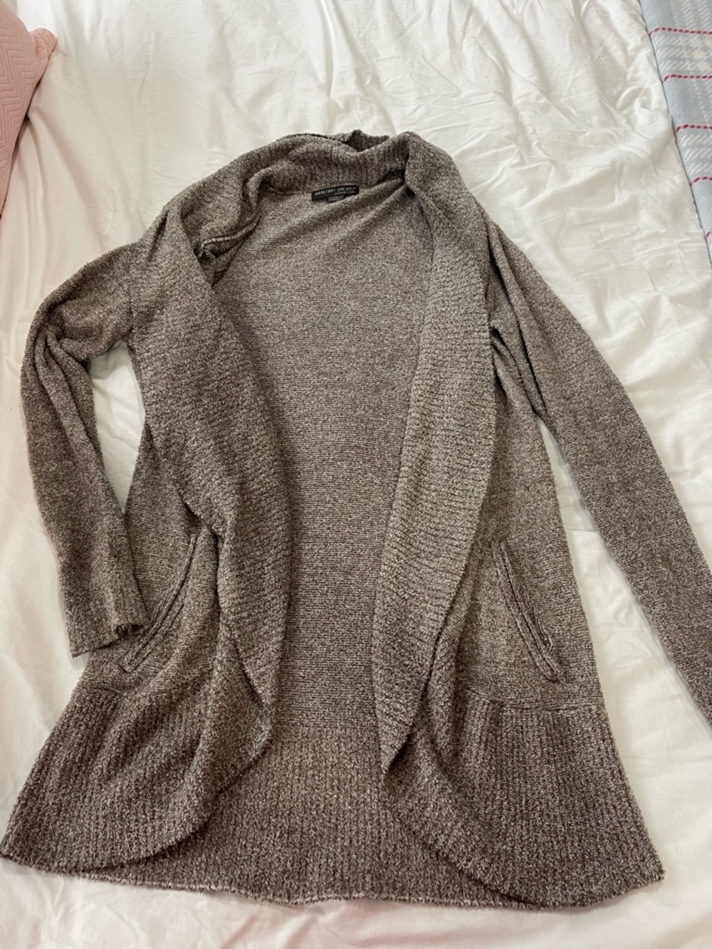 Barefoot Dreams Cozy Women’s Sweater Cardigan in Taupe